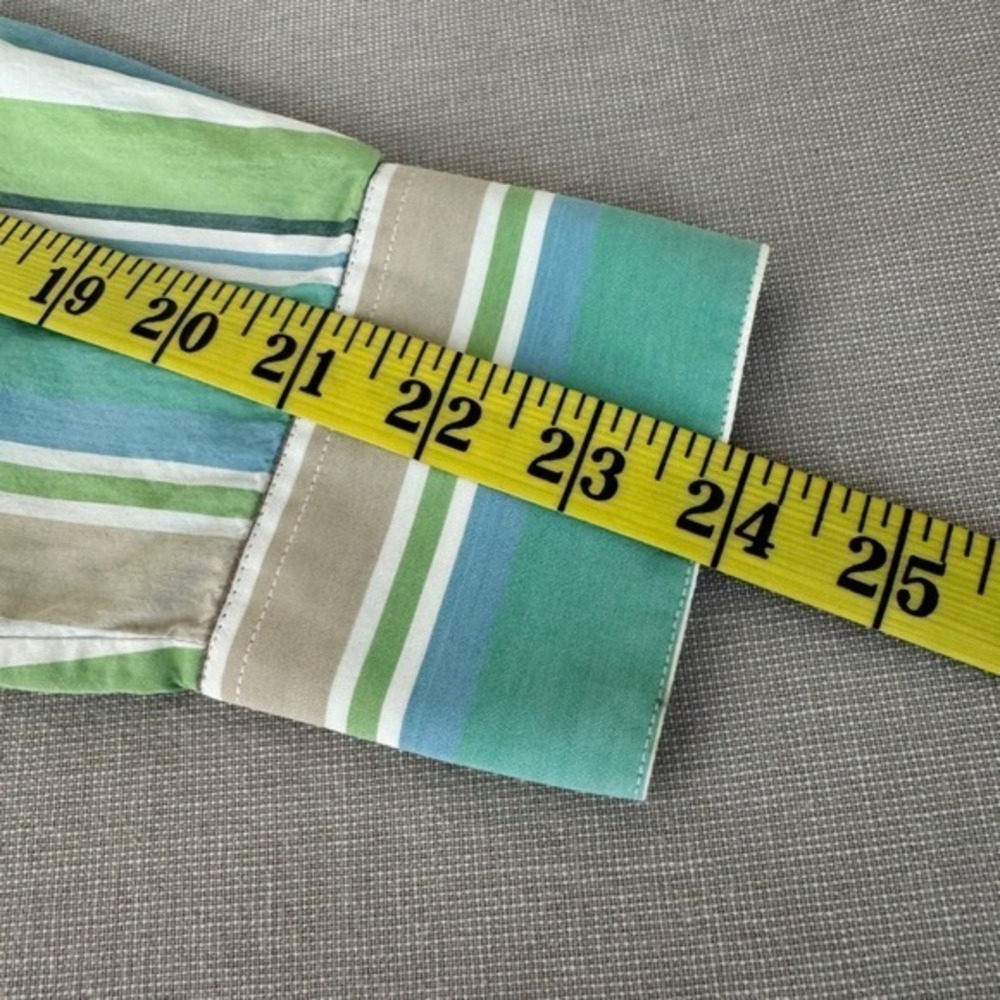 Loro Piana‎ Striped Top Green/Blue/Tan Size 42 (6) Cotton/Silk - Picture 12 of 12